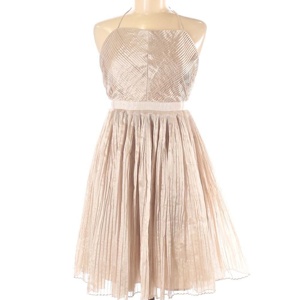 Banana Republic Collection Pleated Silk Blend Gold Cocktail Dress